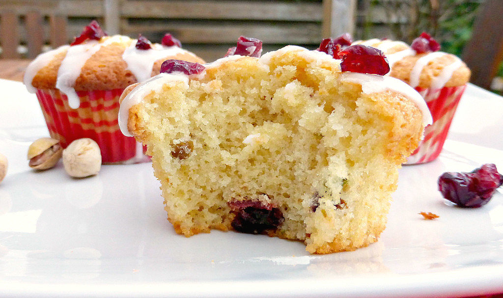 Cranberry and Pistachio Vanilla Muffins