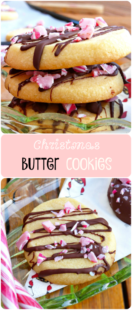 Christmas Butter Cookies with Candy Cane and Dark Chocolate