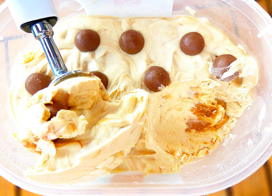 Malteser and Caramel Greek Yoghurt Ice-Cream (no churn)