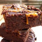 Rich Dark Chocolate Brownies with a Chocolate and Caramel Drizzle