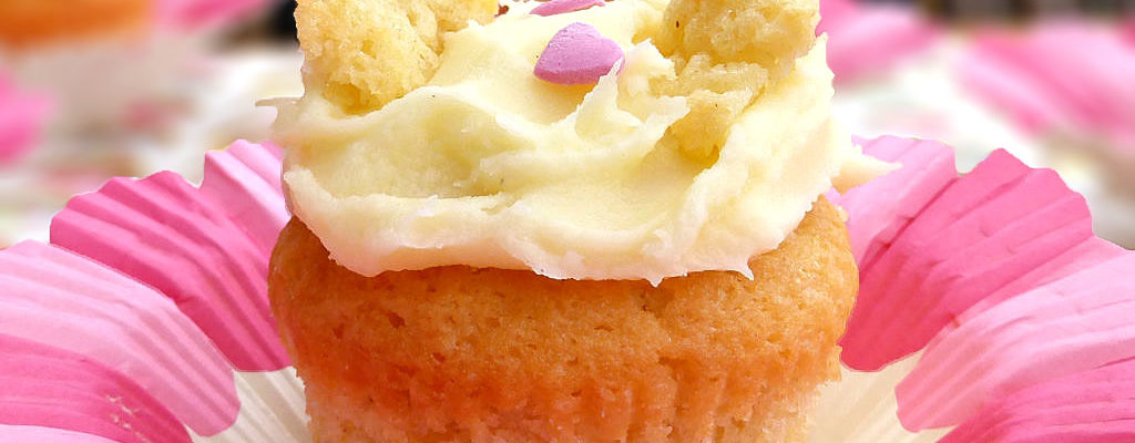 Butterfly Cakes with Strawberry Jam and Cream Cheese Frosting