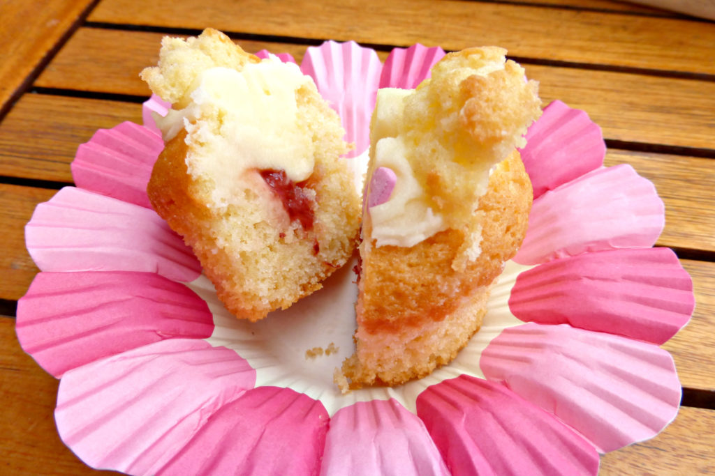 Butterfly Cakes with Cream Cheese Frosting & Strawberry Jam