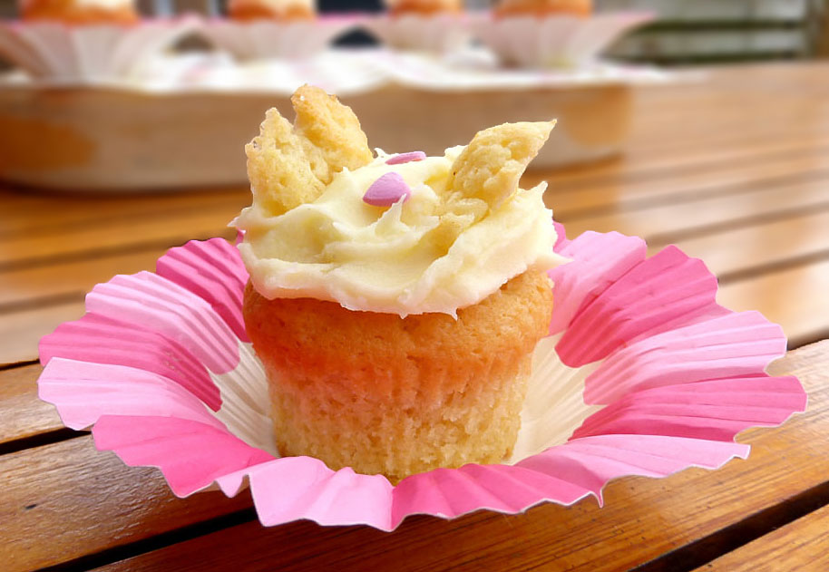 Butterfly Cakes with Cream Cheese Frosting & Strawberry Jam