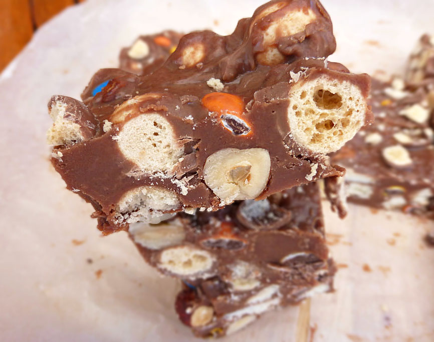 Malteser, M&M, Hazelnut and Chocolate Shortbread No-Bake Squares