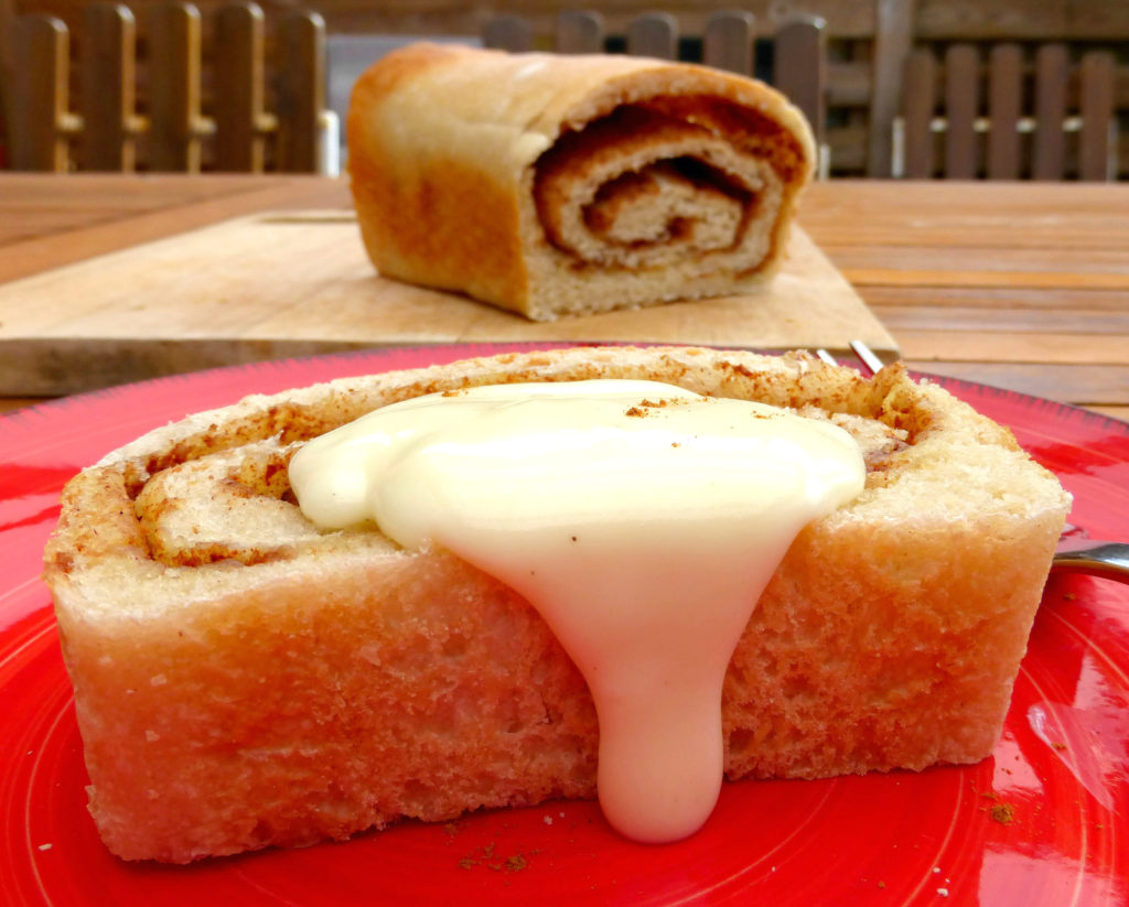 Overnight Cinnamon Swirl Bread with Vanilla Cream Cheese Frosting