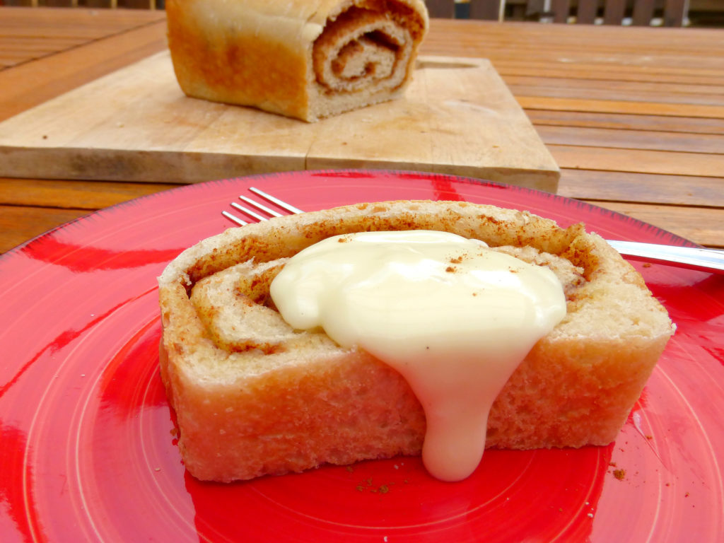 Overnight Cinnamon Swirl Bread with Vanilla Cream Cheese Frosting