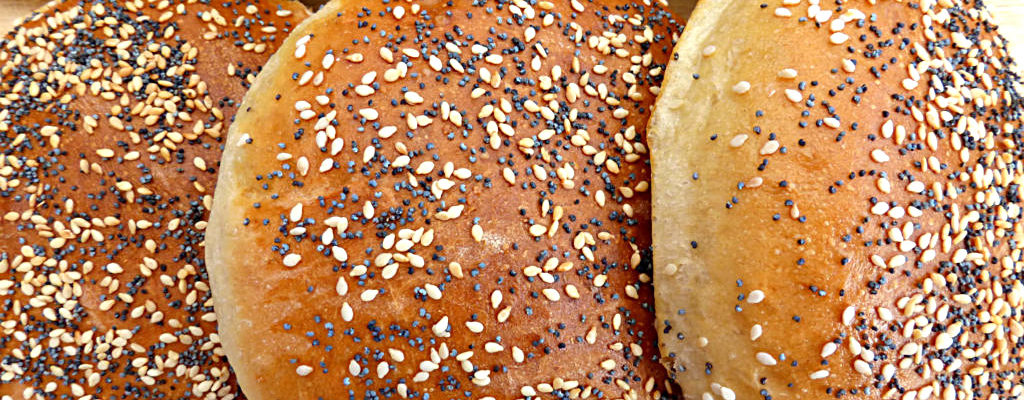 Soft Burger Bun Brioches with Sesame and Poppy Seeds