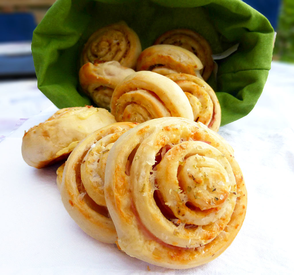 Cheddar and Ham Pinwheel Rolls from Scratch