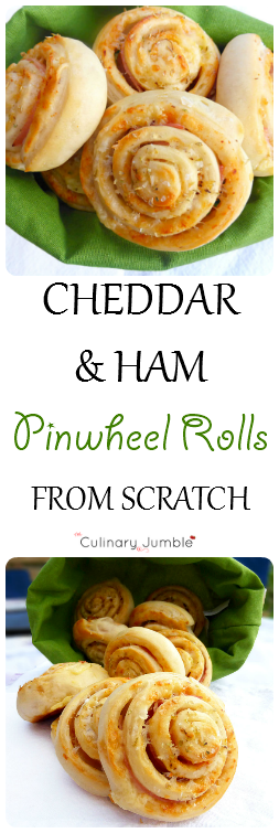 Cheddar and Ham Pinwheel Rolls from Scratch