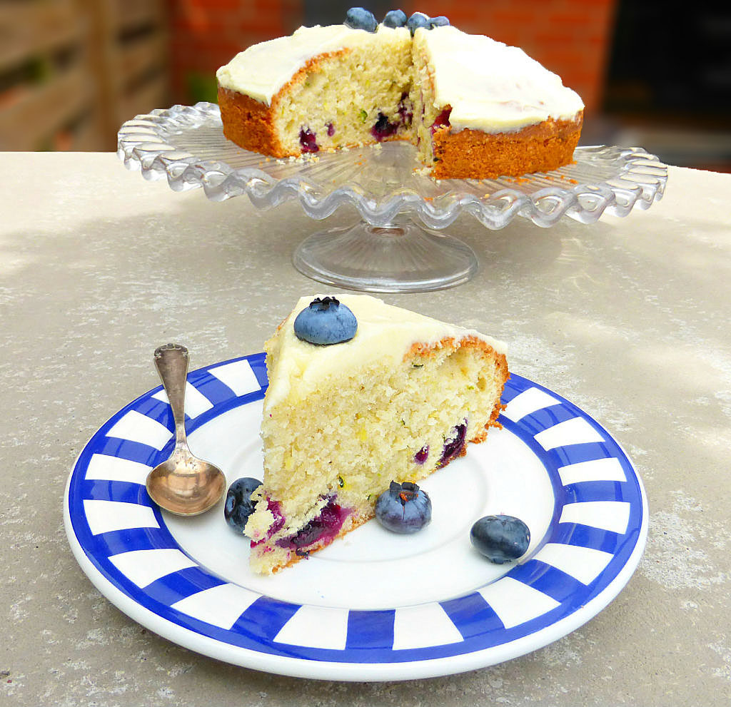 Blueberry and Courgette Cake with Lemon Buttercream Frosting