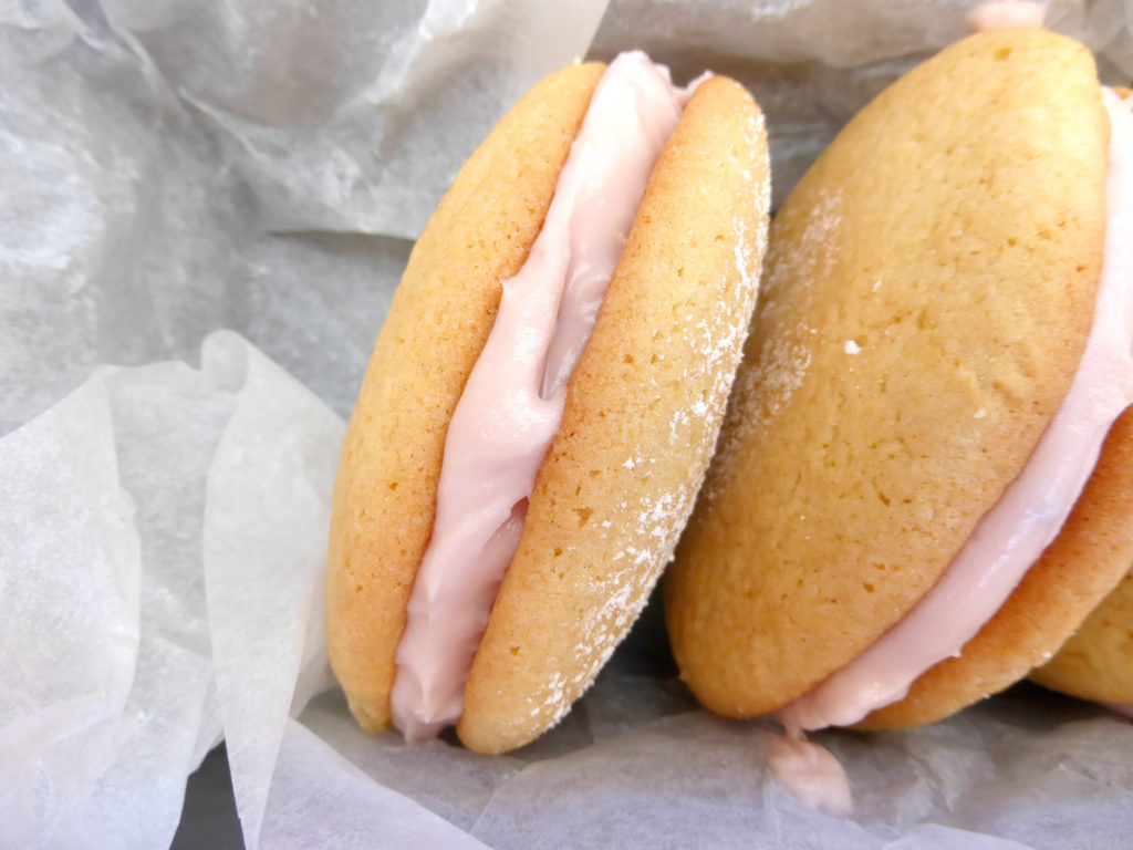 Vanilla Cookies with a Raspberry Meringue Cream Cheese Filling