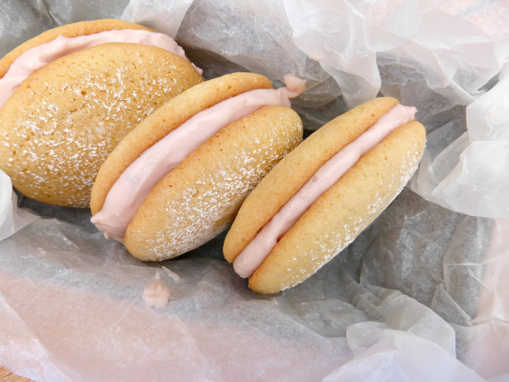 Vanilla Cookies with a Raspberry Meringue Cream Cheese Filling