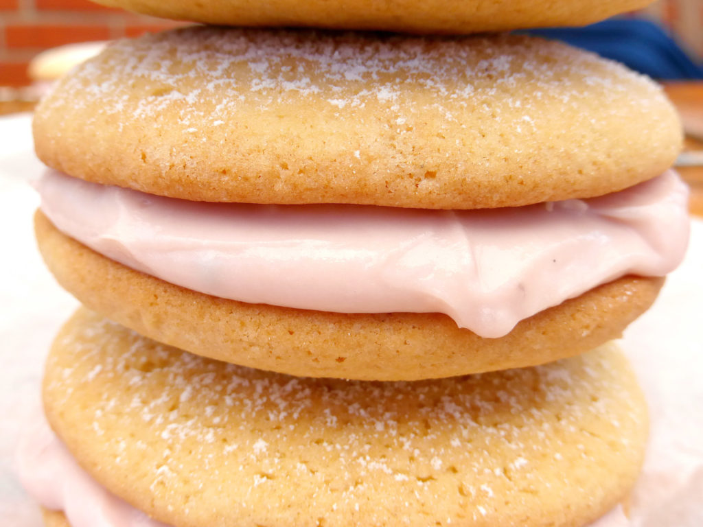 Vanilla Cookies with a Raspberry Meringue Cream Cheese Filling
