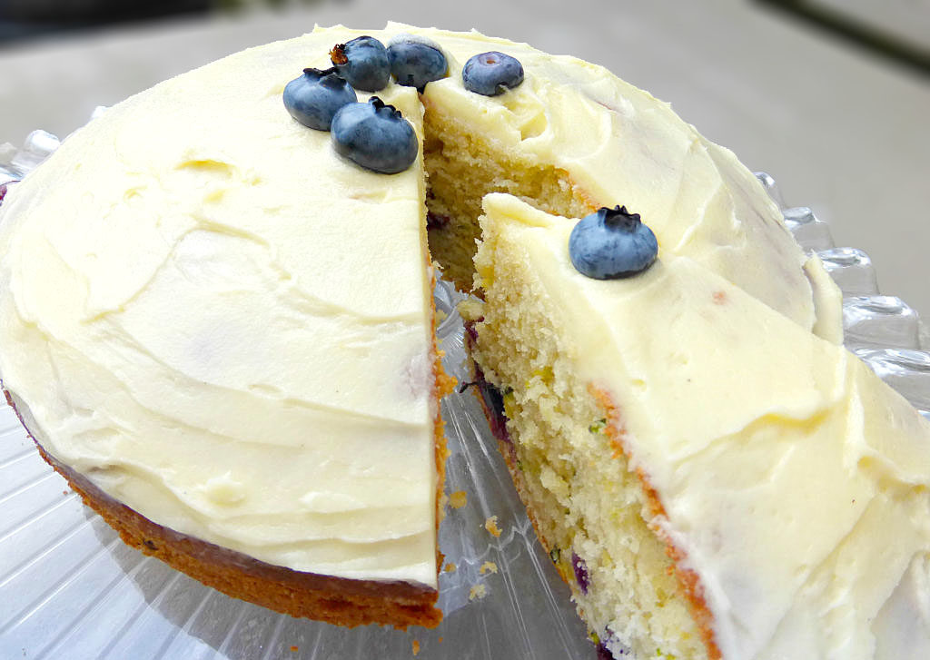 Blueberry and Courgette Cake with Lemon Buttercream Frosting