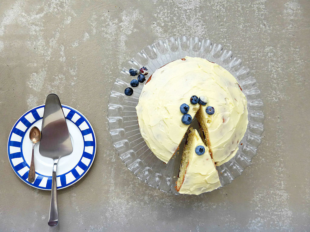 Blueberry and Courgette Cake with Lemon Buttercream Frosting