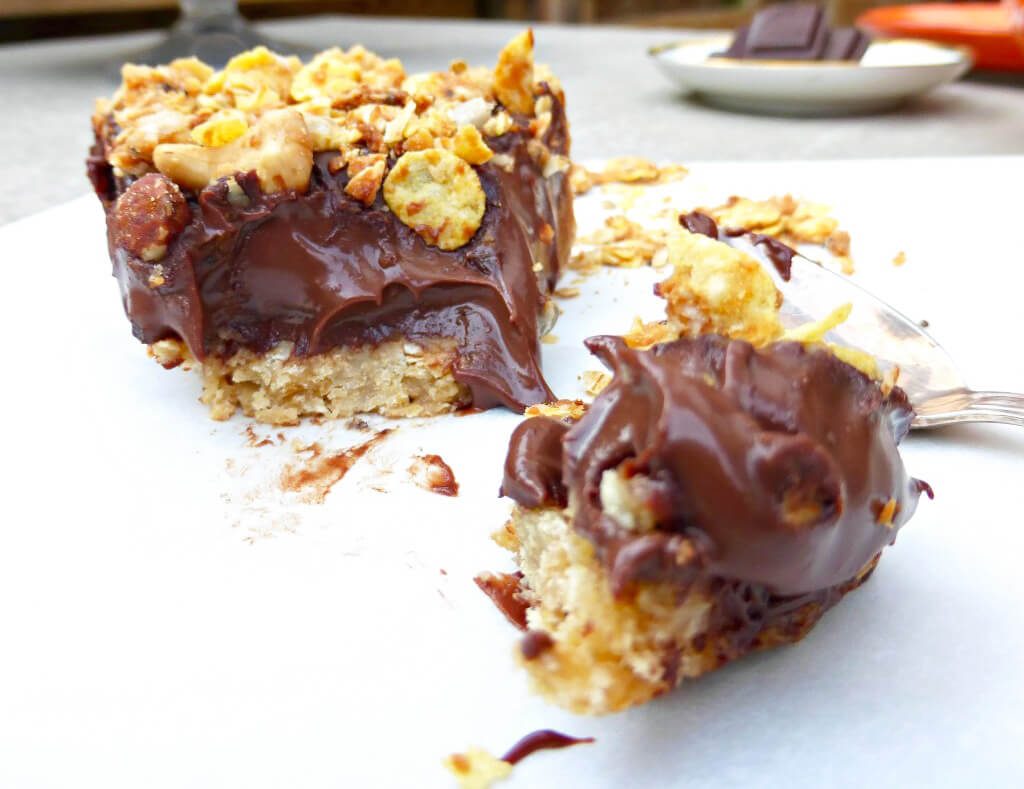 Chocolate Silk Pie with a Peanut Butter Granola Topping (gluten free)