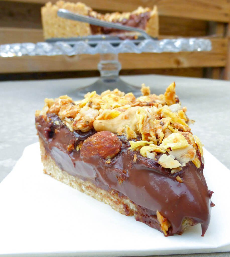Chocolate Silk Pie with a Peanut Butter Granola Topping (gluten free)