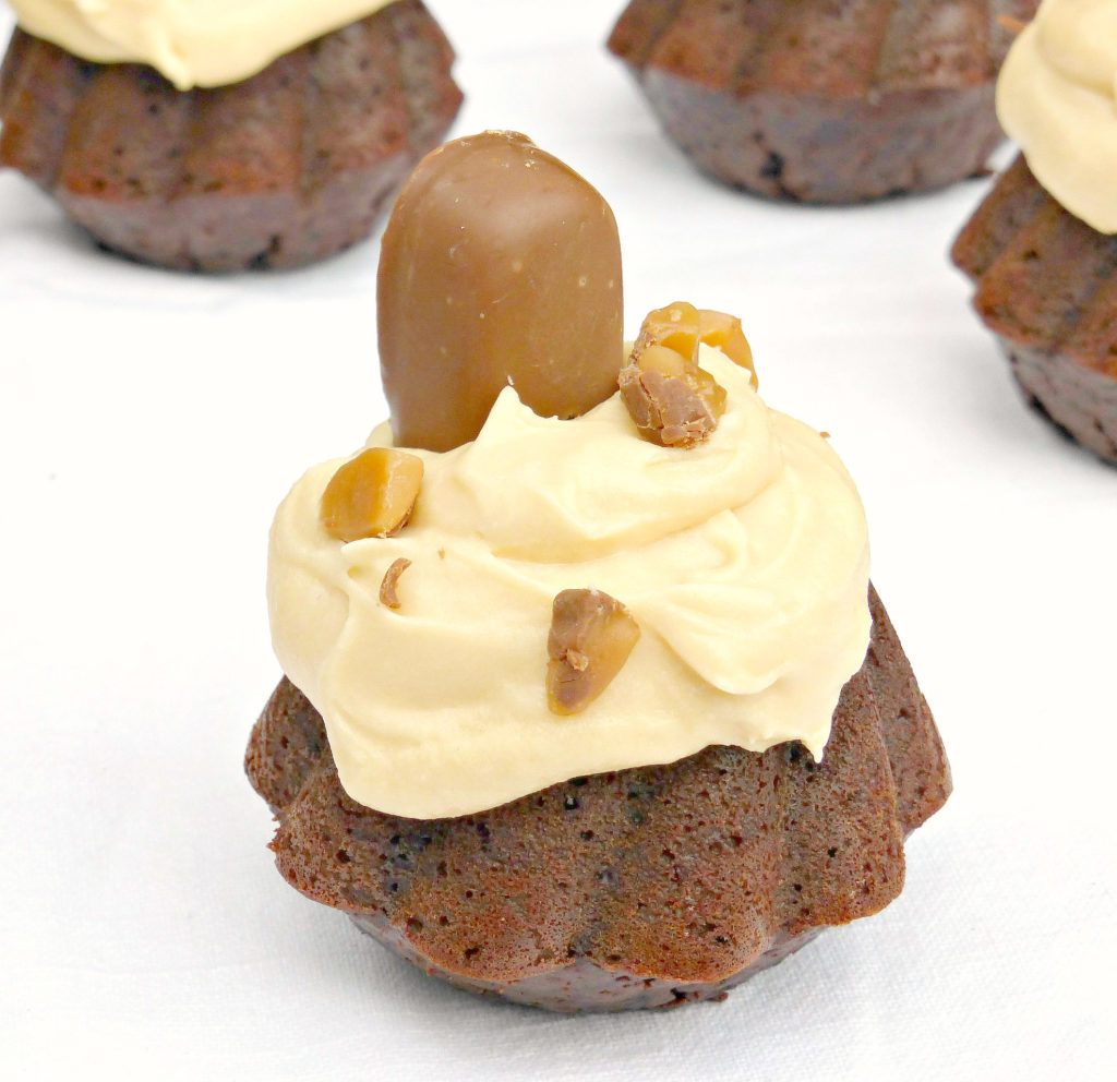 Chocolate Bundts with a Caramel Cream Cheese Frosting