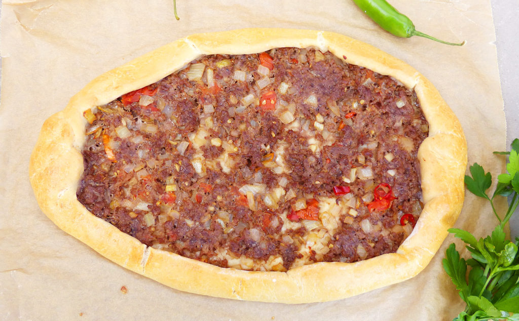 Spicy Turkish Pide with Ground Beef and Chillies