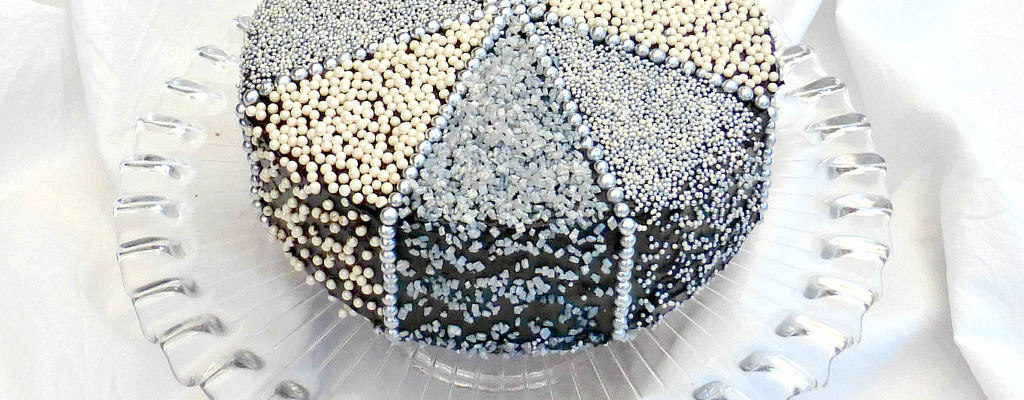 Sparkly Celebration Vanilla Layer Cake with a Chocolate Cream Cheese Frosting