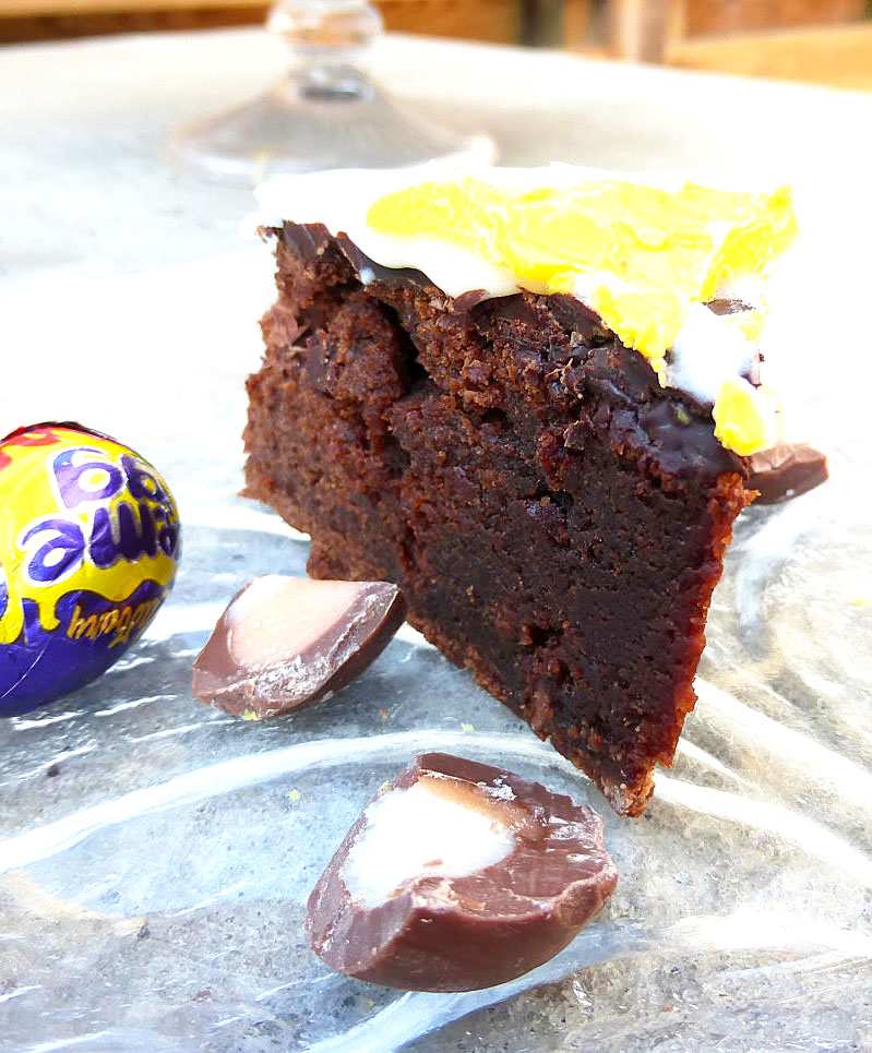 Crème Egg Cake with Chocolate Ganache and Fondant Icing