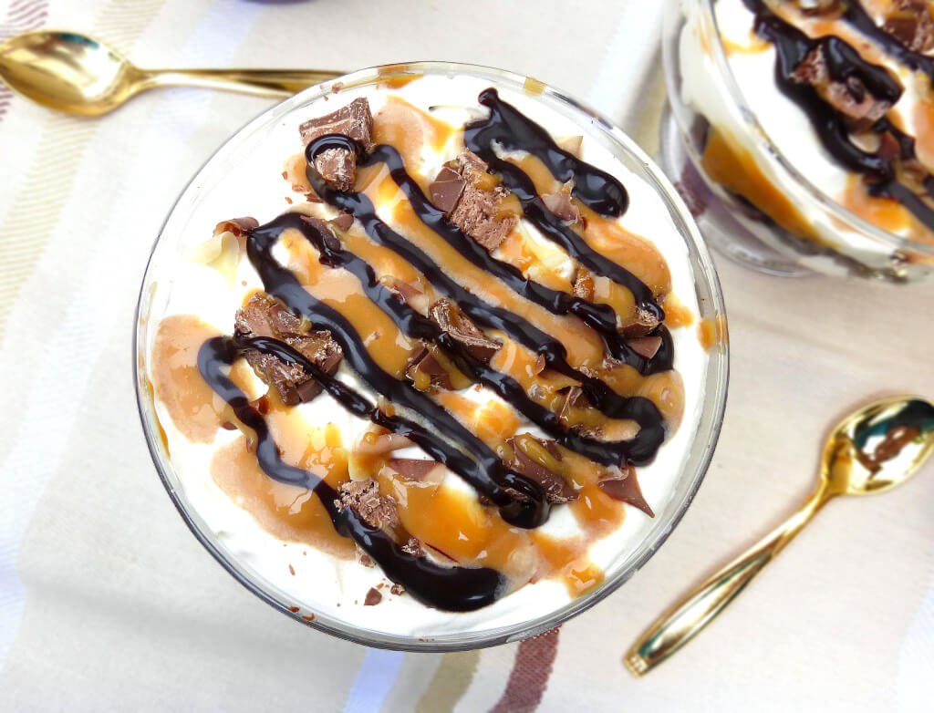 Mars Bar Trifles with Caramel & Brownies 