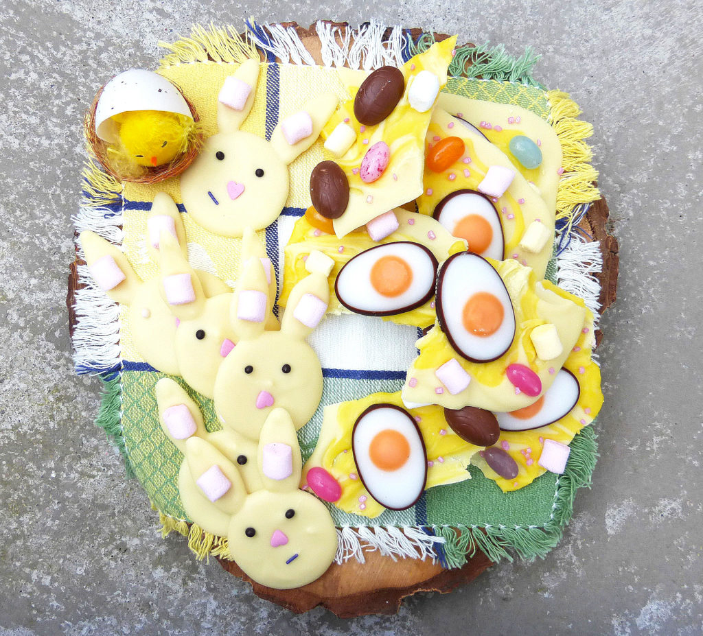 Two White Chocolate Easter Treats: Forlorn Bunnies and Eggy Bark