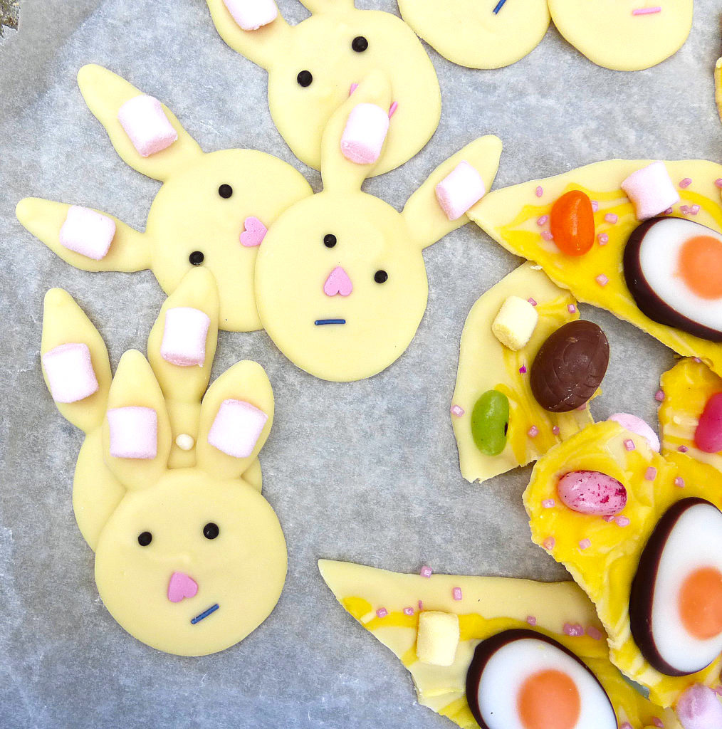 Two White Chocolate Easter Treats: Forlorn Bunnies and Eggy Bark