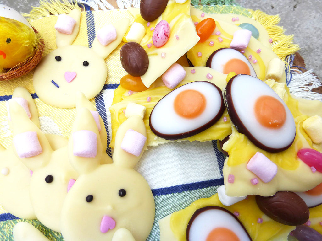 Two White Chocolate Easter Treats: Forlorn Bunnies and Eggy Bark