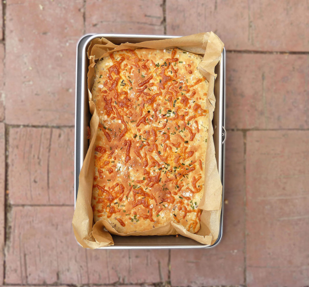 Gluten Free Greek Yoghurt Flatbread with Chives and Mozzarella 