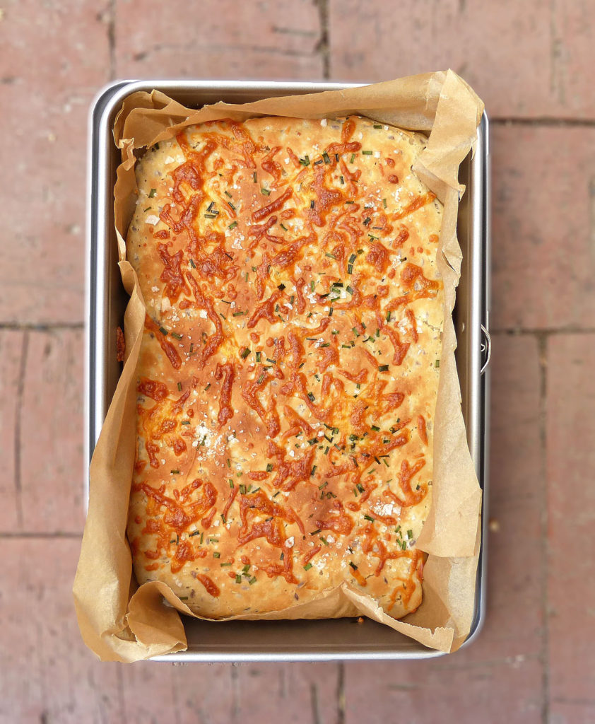 Gluten Free Greek Yoghurt Flatbread with Chives and Mozzarella 