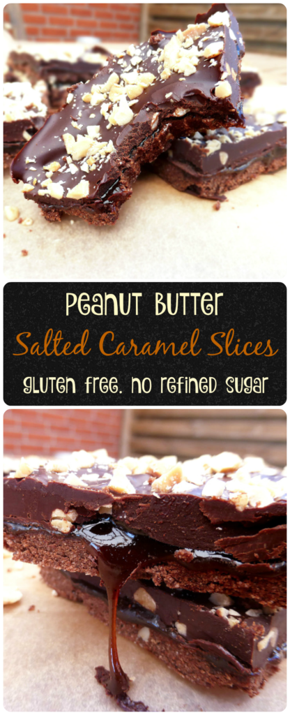 No Bake Peanut Butter Salted Caramel Slices (gluten free & no refined sugar)