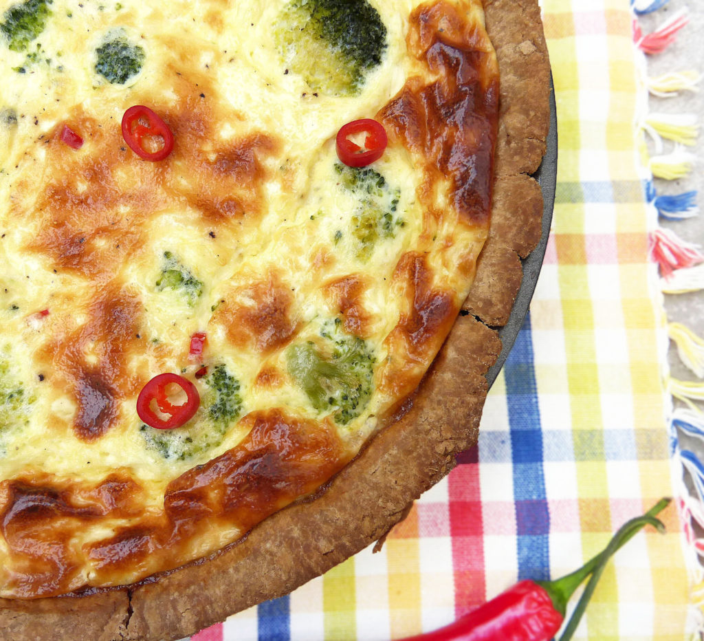 Blue Cheese, Broccoli and Chilli Quiche (with a homemade gluten free crust)