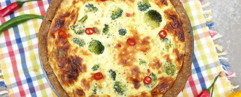 Blue Cheese, Broccoli and Chilli Quiche (with a homemade gluten free crust)
