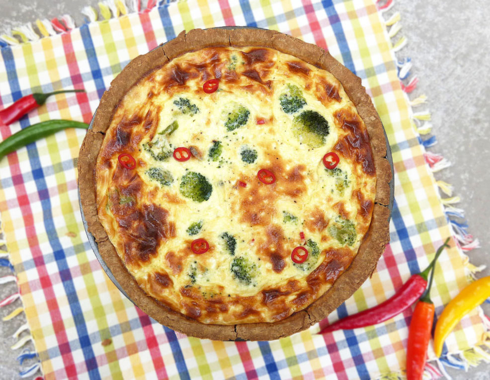 Blue Cheese, Broccoli and Chilli Quiche (with a homemade gluten free crust)