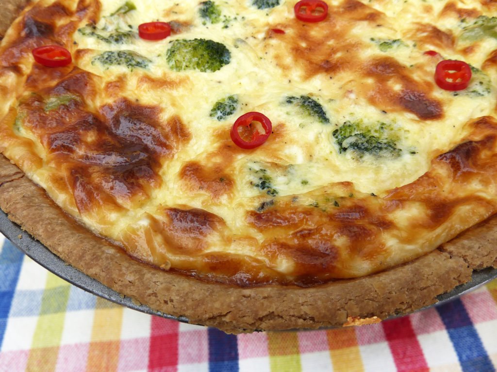 Blue Cheese, Broccoli and Chilli Quiche (with a homemade gluten free crust)