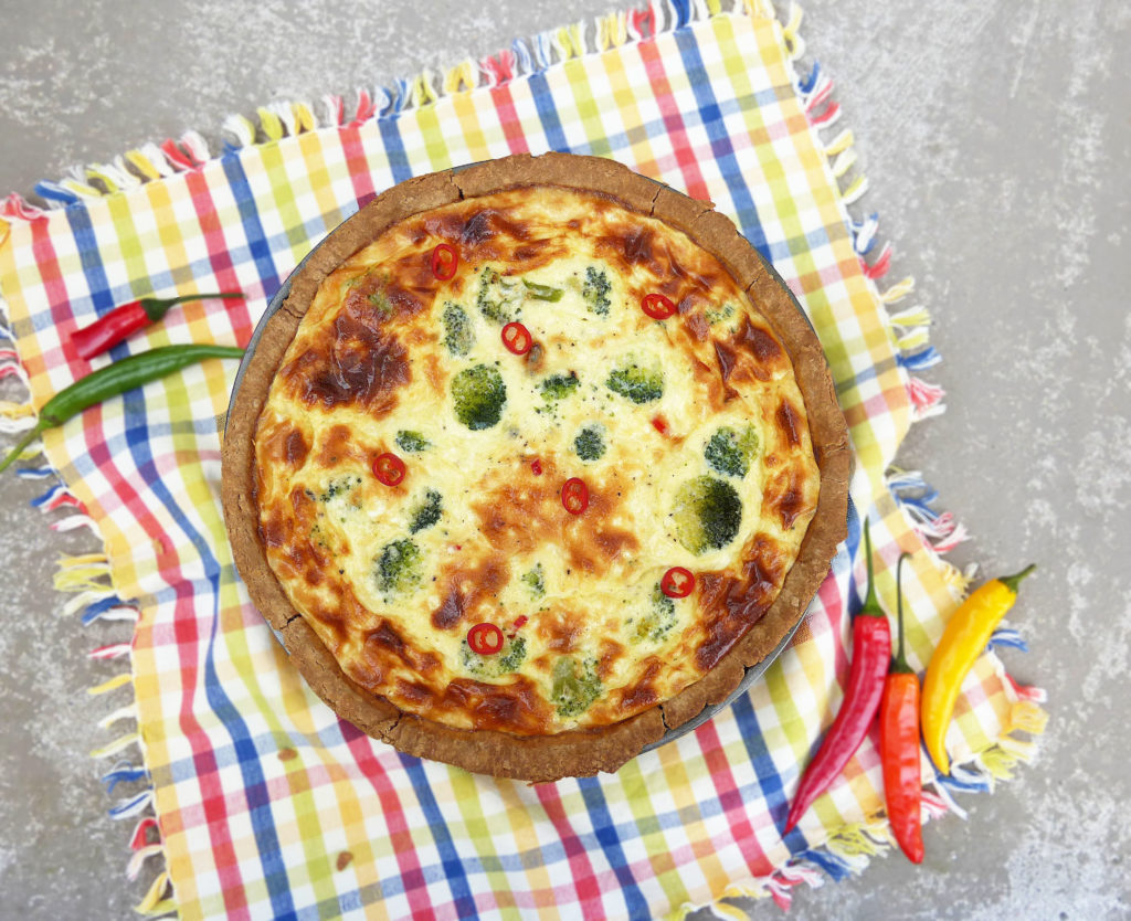 Blue Cheese, Broccoli and Chilli Quiche (with a homemade gluten free crust)