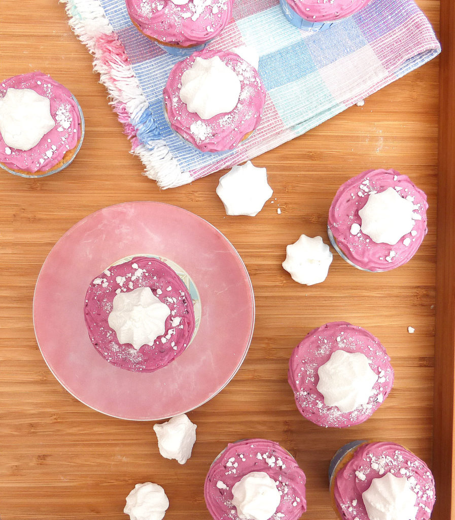 Vanilla and Berry Swirl Cupcakes with a Berry Cream Cheese Frosting