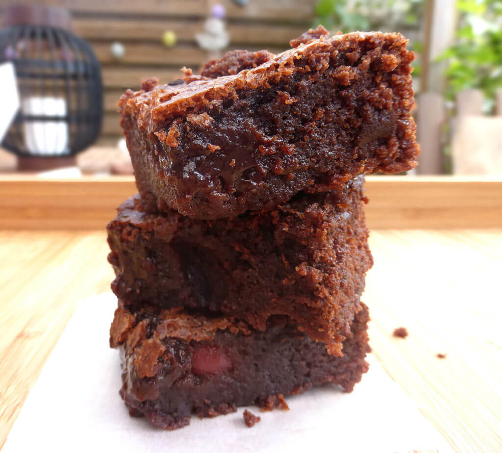 Ridiculously Gooey Fudgy Milk Chocolate Cherry Brownies