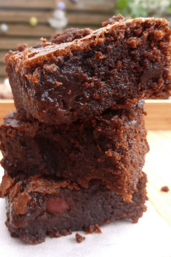 Ridiculously Gooey Fudgy Milk Chocolate Cherry Brownies