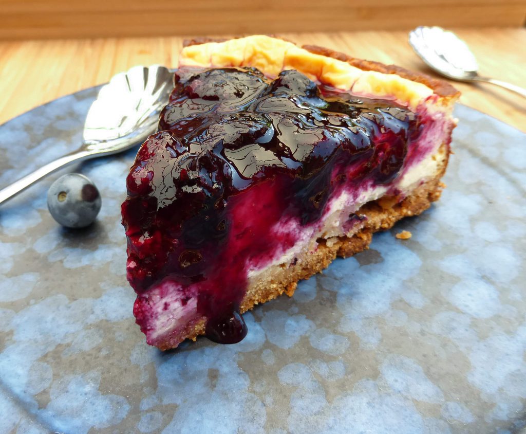 Baked Greek Yoghurt Cheesecake with Blueberry Compote
