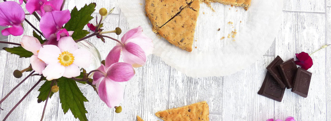 Simple Chocolate Chip and Cashew Shortbread (GF, less butter and sugar)