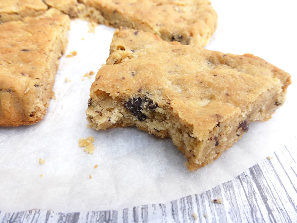 Simple Chocolate Chip and Cashew Shortbread (GF, less butter and sugar)