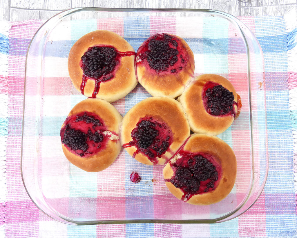 Sweet Vanilla Buns filled with Homemade Blackberry Sauce