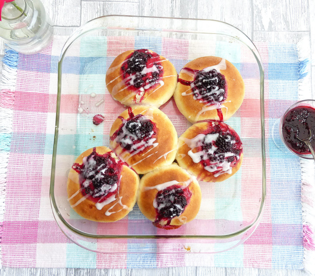 Sweet Vanilla Buns filled with Homemade Blackberry Sauce