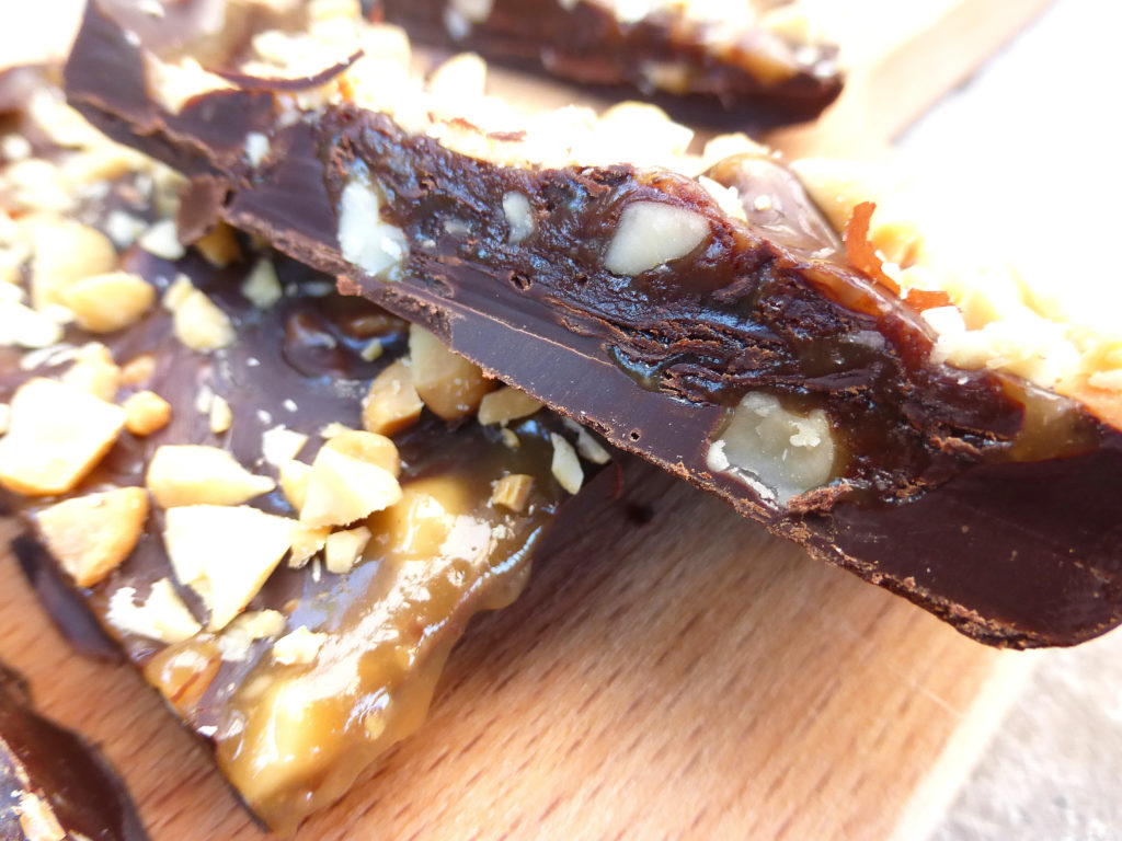 Dark Chocolate and Peanut Butter Caramel Bark (plus a little info about the blog)