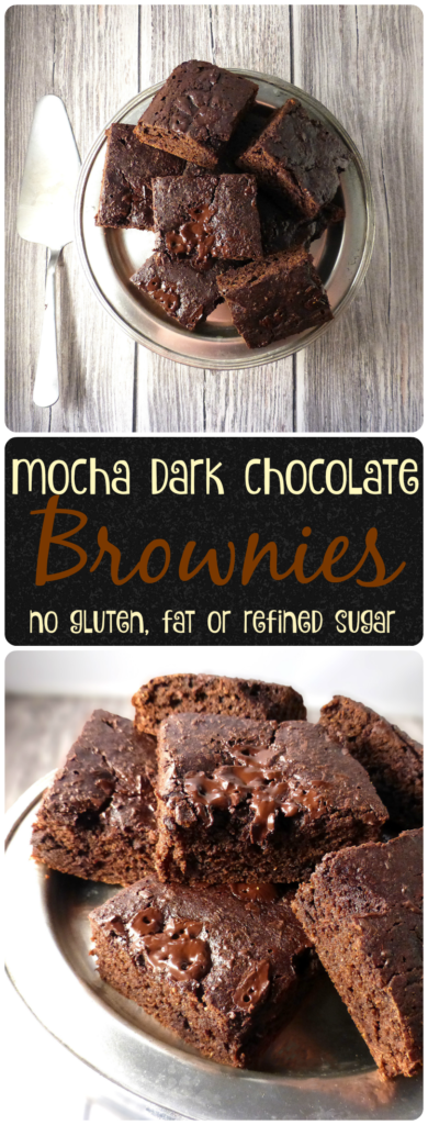Mocha Dark Chocolate Brownies (gluten free & seriously low fat)