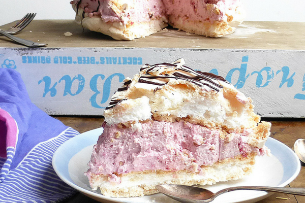 Meringue Sandwich filled with Raspberry Whipped Cream