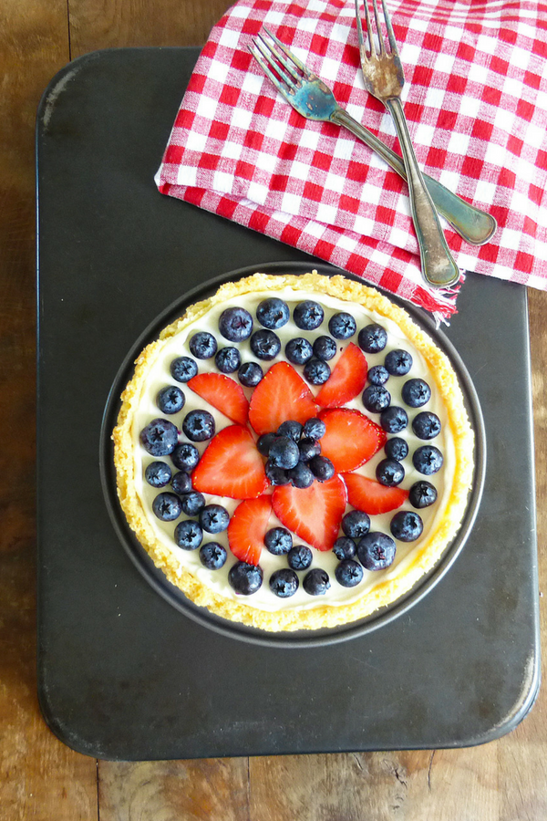 Gluten Free Lemon Cookie Pizza with Strawberries & Blueberries