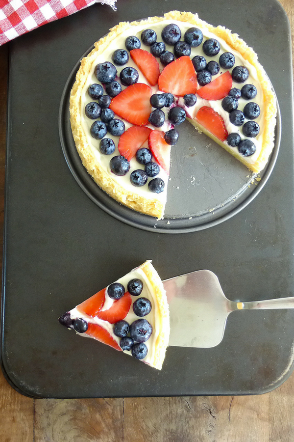 Gluten Free Lemon Cookie Pizza with Strawberries & Blueberries